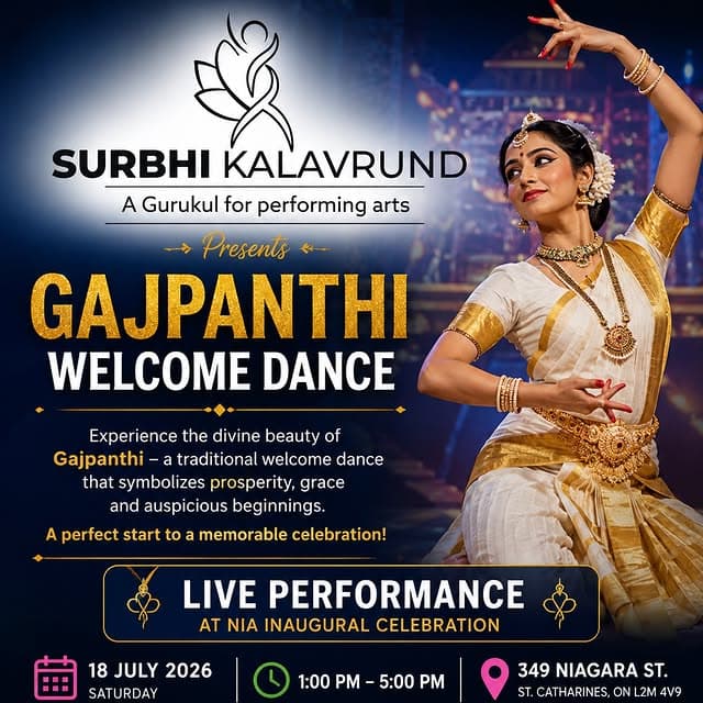 Promotional graphic for the Gajpanthi traditional welcome dance at the NIA inaugural celebration